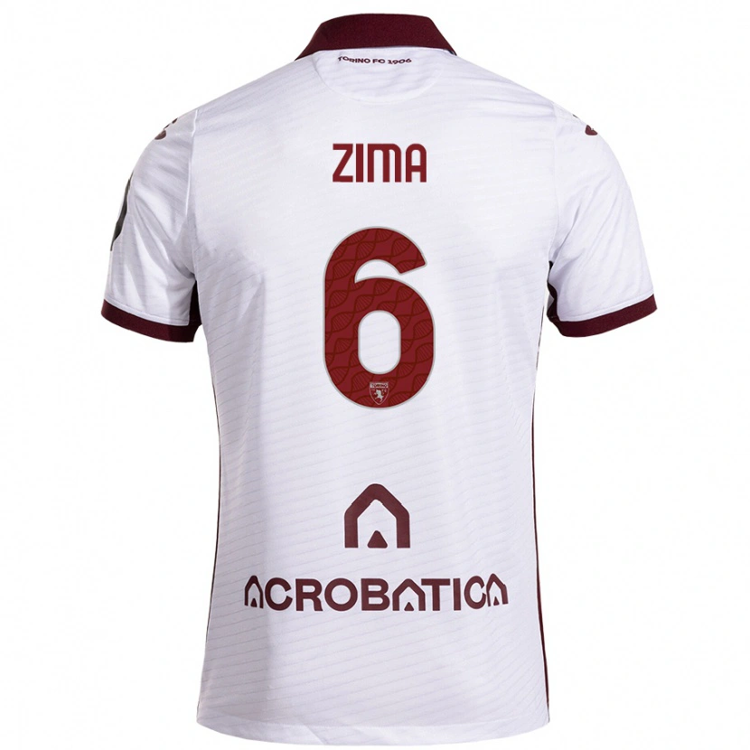 Danxen Bambino Maglia David Zima #6 Bianco Marrone Kit Gara Away 2024/25 Maglietta
