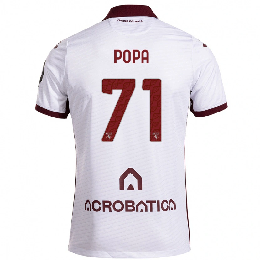 Danxen Bambino Maglia Mihai Popa #71 Bianco Marrone Kit Gara Away 2024/25 Maglietta
