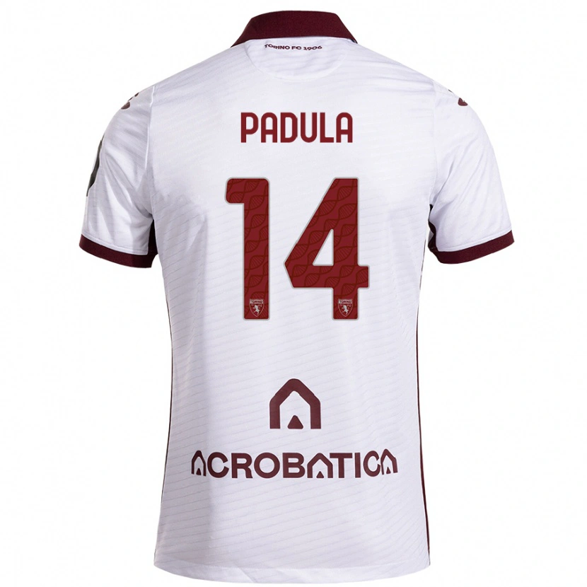 Danxen Bambino Maglia Cristian Padula #14 Bianco Marrone Kit Gara Away 2024/25 Maglietta