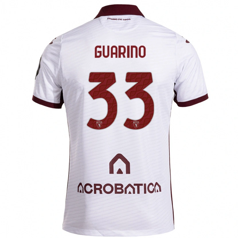 Danxen Bambino Maglia Rita Guarino #33 Bianco Marrone Kit Gara Away 2024/25 Maglietta