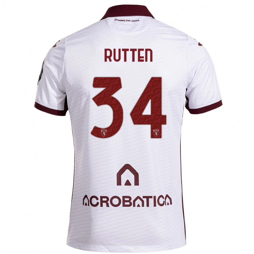 Danxen Bambino Maglia Jill Rutten #34 Bianco Marrone Kit Gara Away 2024/25 Maglietta
