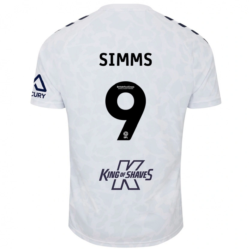 Danxen Bambino Maglia Ellis Simms #9 Bianco Kit Gara Away 2024/25 Maglietta