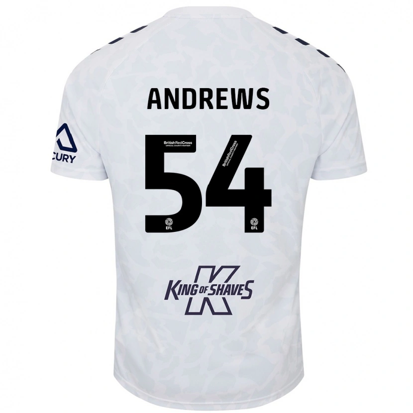 Danxen Bambino Maglia Kai Andrews #54 Bianco Kit Gara Away 2024/25 Maglietta