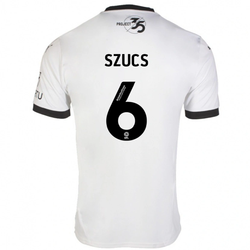 Danxen Bambino Maglia Kornél Szűcs #6 Bianco Nero Kit Gara Away 2024/25 Maglietta