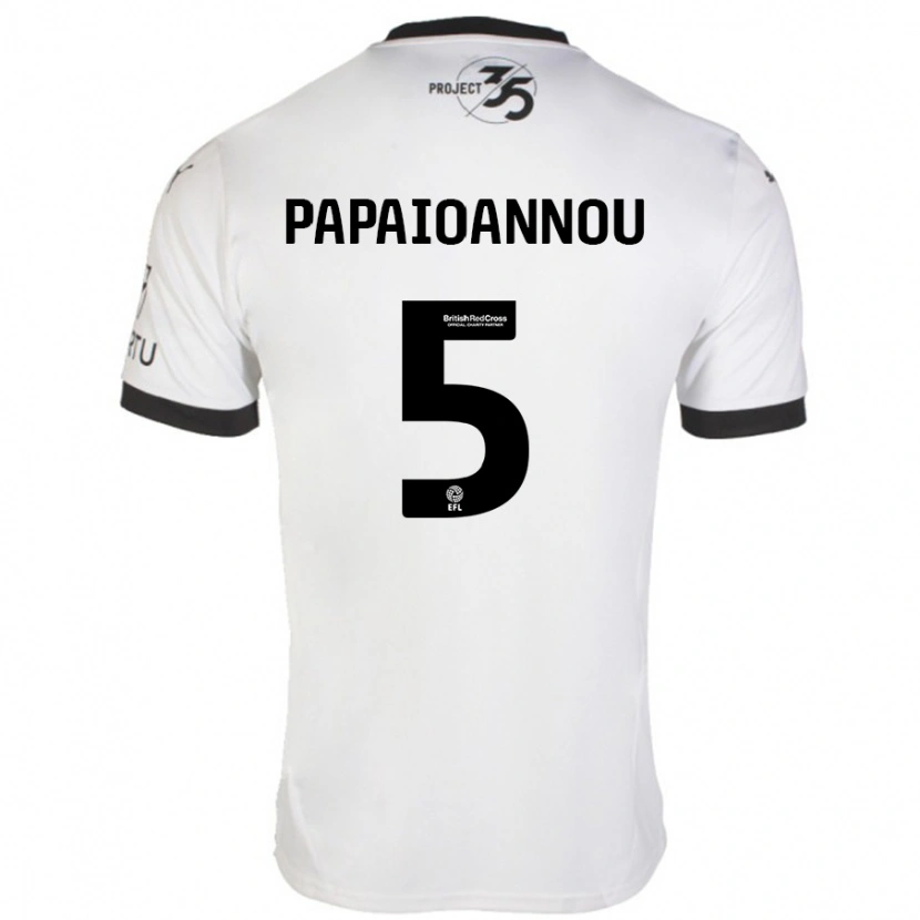 Danxen Bambino Maglia Panagiota Papaioannou #5 Bianco Nero Kit Gara Away 2024/25 Maglietta