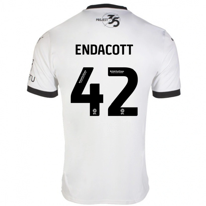 Danxen Bambino Maglia Jack Endacott #42 Bianco Nero Kit Gara Away 2024/25 Maglietta