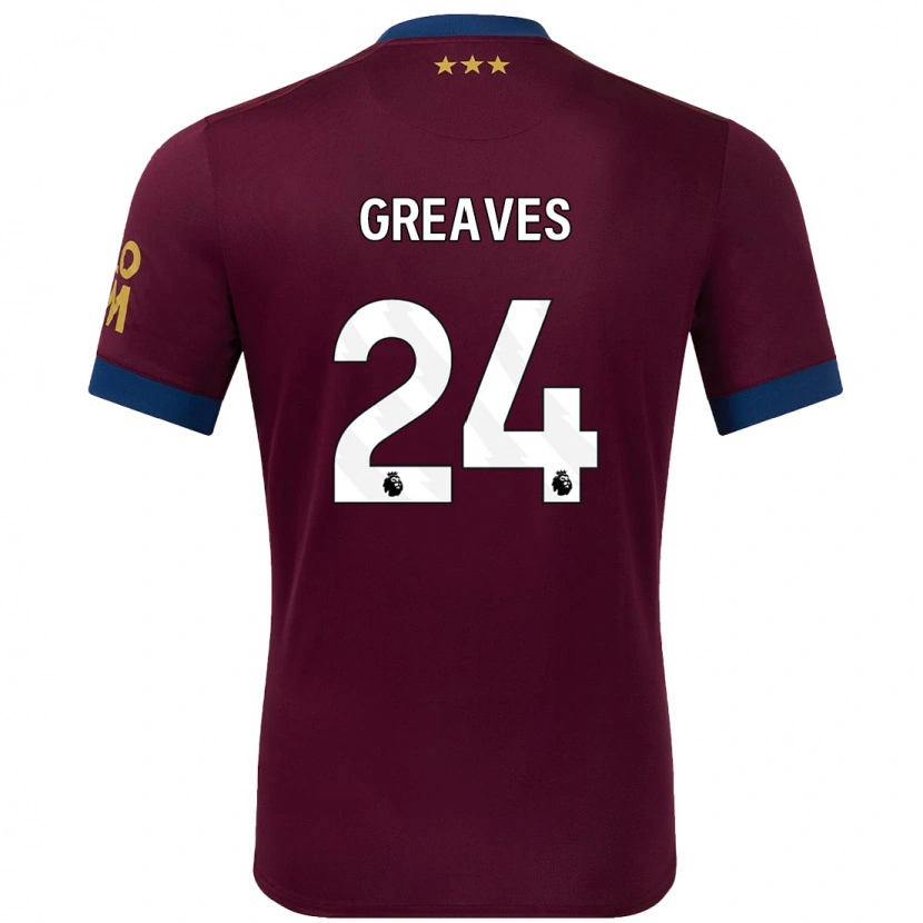 Danxen Bambino Maglia Jacob Greaves #24 Marrone Kit Gara Away 2024/25 Maglietta