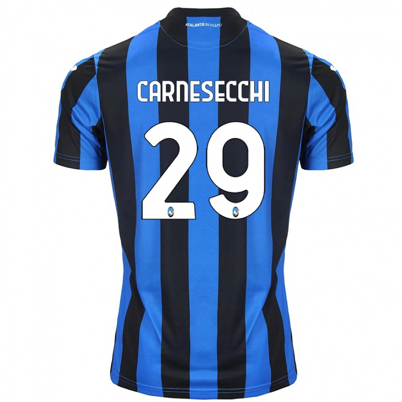 Danxen Uomo Maglia Marco Carnesecchi #29 Blu Nero Kit Gara Home 2024/25 Maglietta