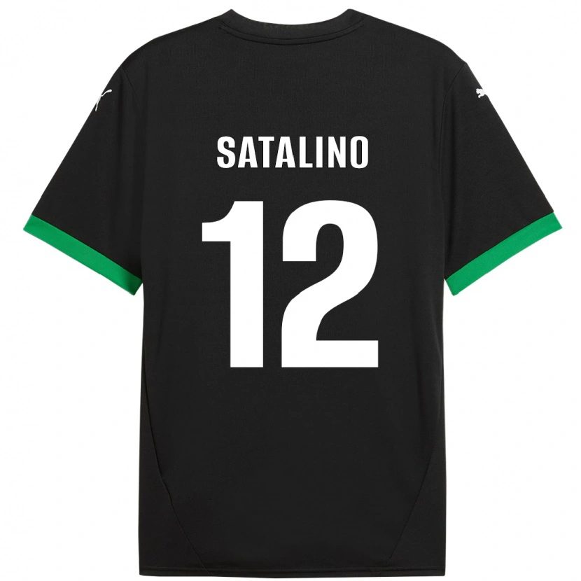 Danxen Uomo Maglia Giacomo Satalino #12 Nero Verde Scuro Kit Gara Home 2024/25 Maglietta