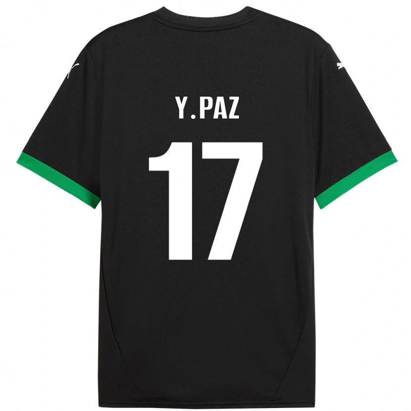 Danxen Uomo Maglia Yeferson Paz #17 Nero Verde Scuro Kit Gara Home 2024/25 Maglietta