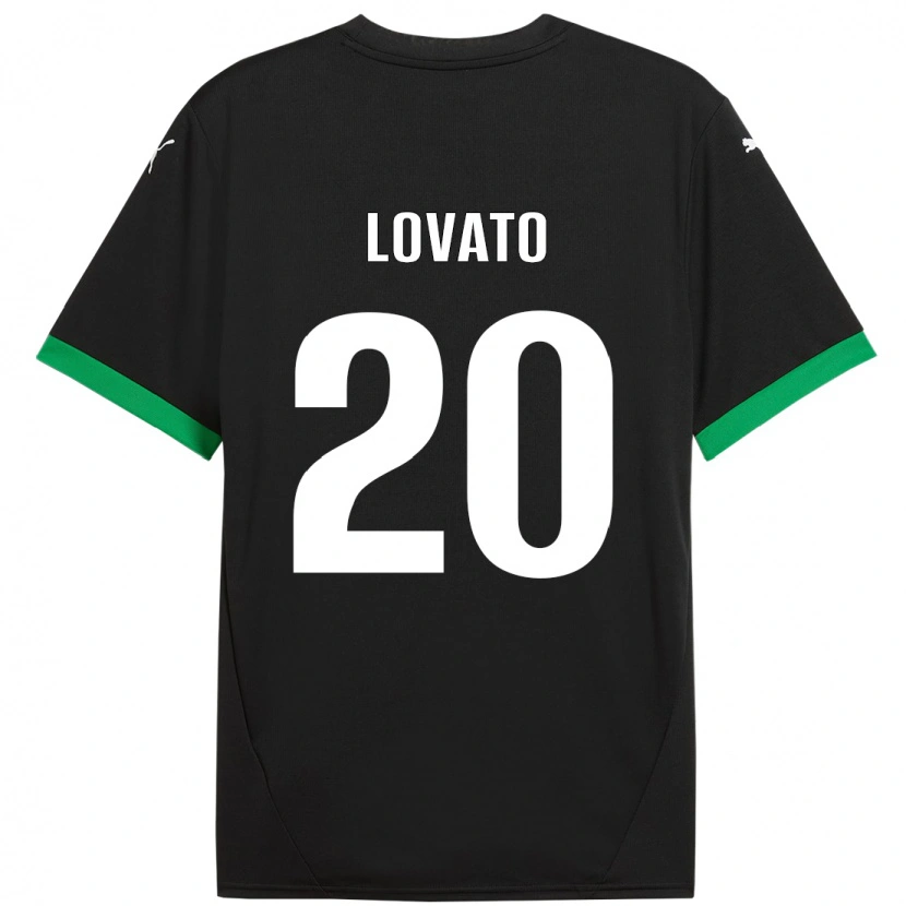 Danxen Uomo Maglia Matteo Lovato #20 Nero Verde Scuro Kit Gara Home 2024/25 Maglietta