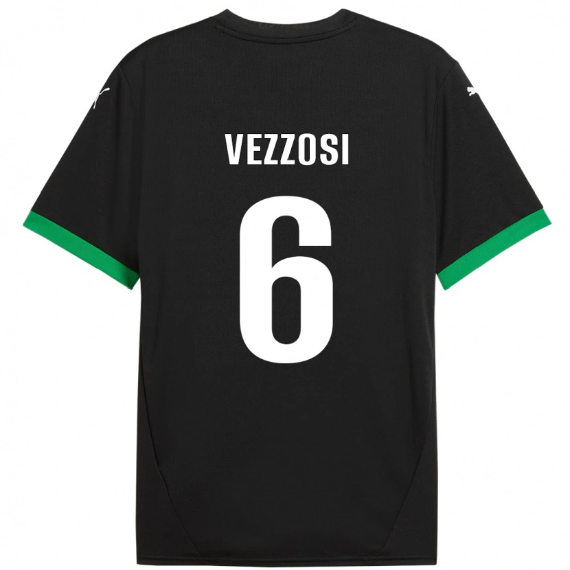 Danxen Uomo Maglia Giorgio Vezzosi #6 Nero Verde Scuro Kit Gara Home 2024/25 Maglietta