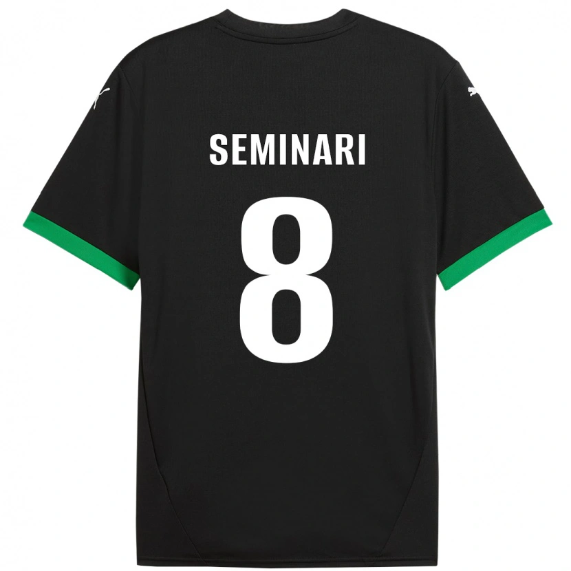 Danxen Uomo Maglia Giacomo Seminari #8 Nero Verde Scuro Kit Gara Home 2024/25 Maglietta