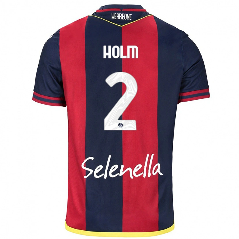 Danxen Uomo Maglia Emil Holm #2 Rosso Blu Reale Kit Gara Home 2024/25 Maglietta