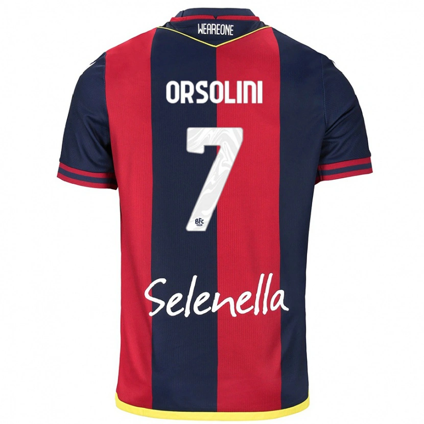 Danxen Uomo Maglia Riccardo Orsolini #7 Rosso Blu Reale Kit Gara Home 2024/25 Maglietta