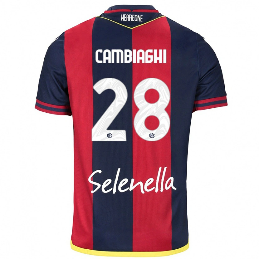 Danxen Uomo Maglia Nicolò Cambiaghi #28 Rosso Blu Reale Kit Gara Home 2024/25 Maglietta