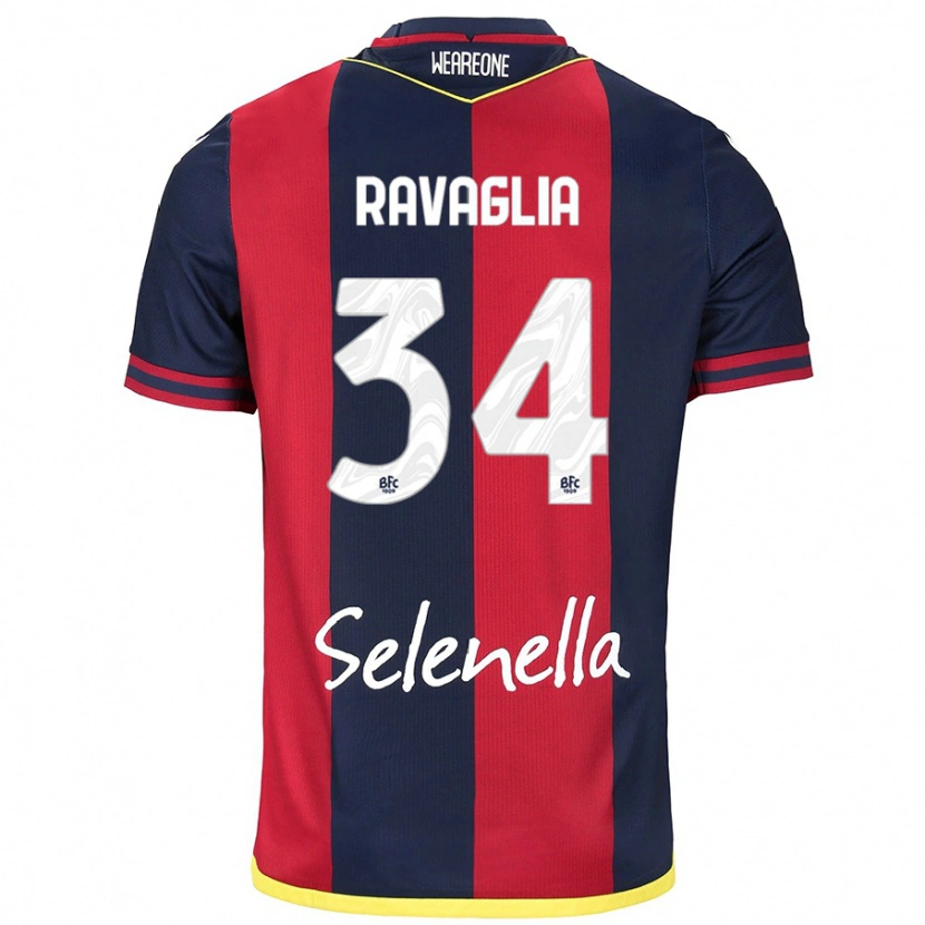 Danxen Uomo Maglia Federico Ravaglia #34 Rosso Blu Reale Kit Gara Home 2024/25 Maglietta