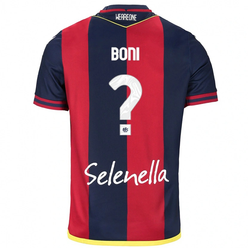 Danxen Uomo Maglia Mattia Boni #0 Rosso Blu Reale Kit Gara Home 2024/25 Maglietta
