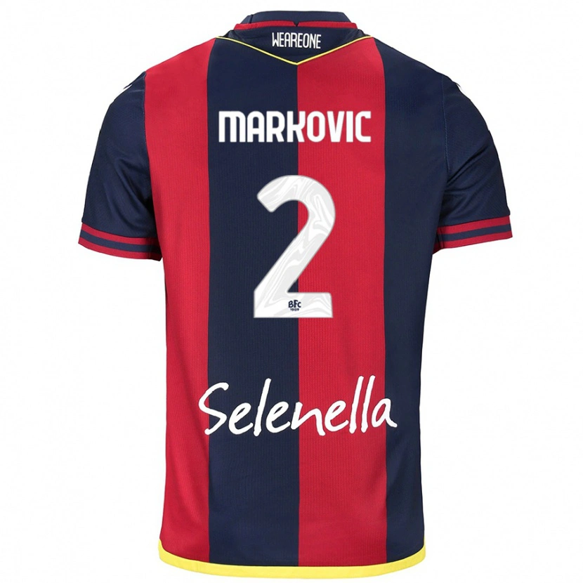 Danxen Uomo Maglia Petar Markovic #2 Rosso Blu Reale Kit Gara Home 2024/25 Maglietta
