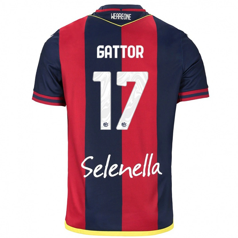Danxen Uomo Maglia Gianluca Gattor #17 Rosso Blu Reale Kit Gara Home 2024/25 Maglietta