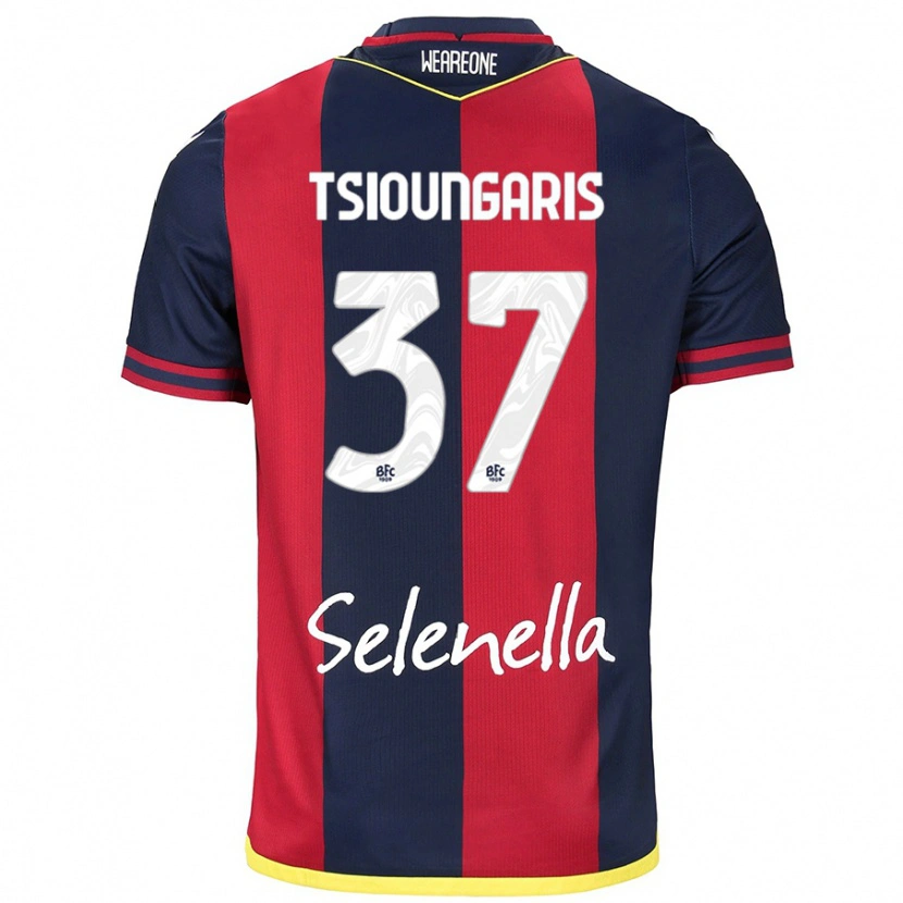 Danxen Uomo Maglia Theodoros Tsioungaris #37 Rosso Blu Reale Kit Gara Home 2024/25 Maglietta