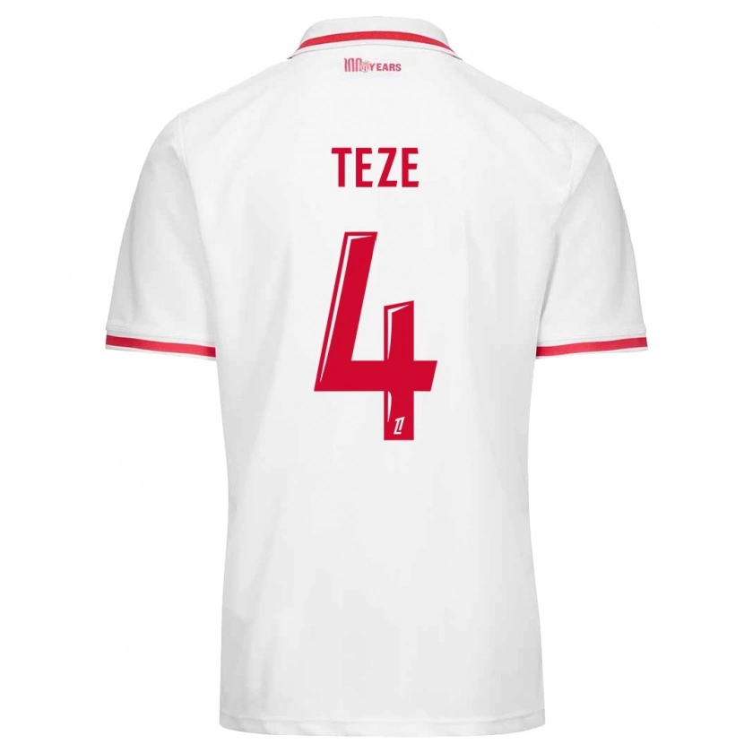 Danxen Uomo Maglia Jordan Teze #4 Bianco Rosso Kit Gara Home 2024/25 Maglietta