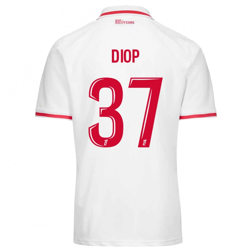 Danxen Uomo Maglia Edan Diop #37 Bianco Rosso Kit Gara Home 2024/25 Maglietta