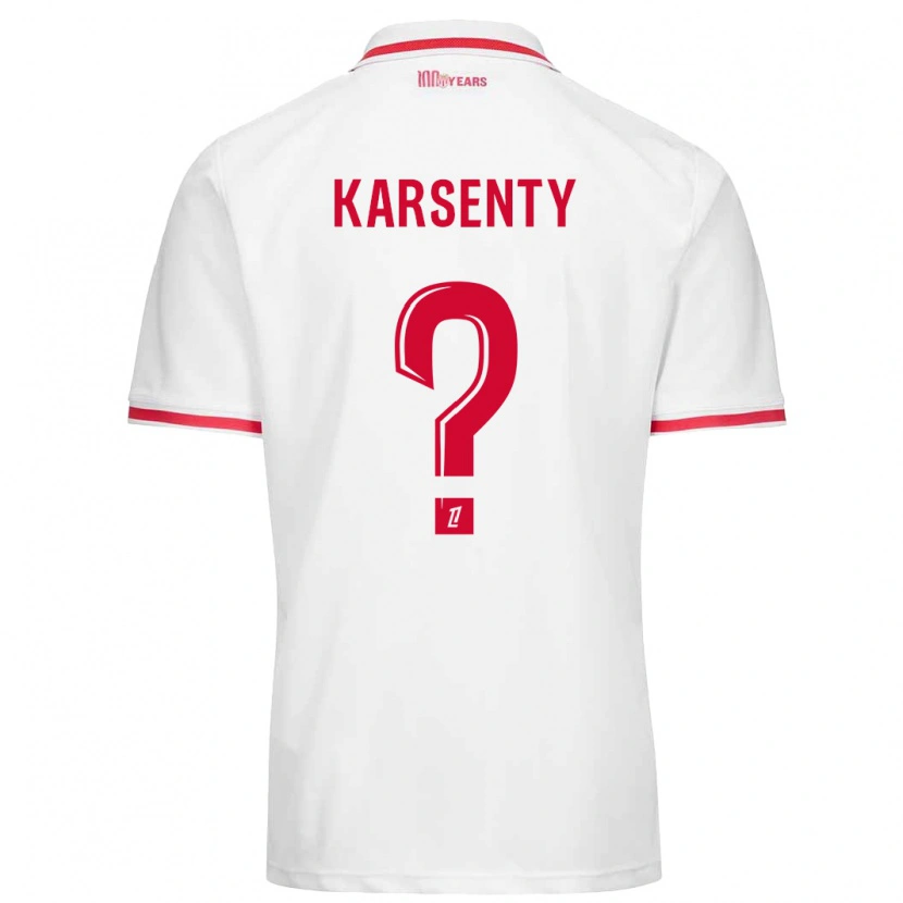 Danxen Uomo Maglia Kylian Karsenty #0 Bianco Rosso Kit Gara Home 2024/25 Maglietta