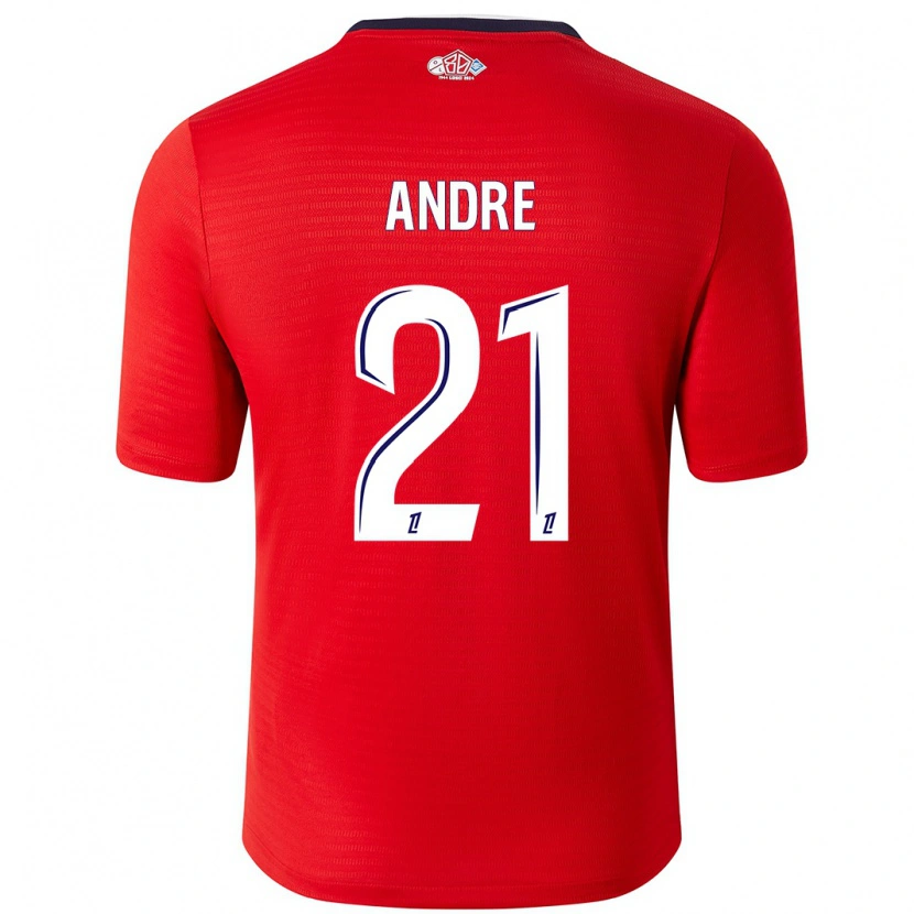 Danxen Uomo Maglia Benjamin André #21 Rosso Bianco Kit Gara Home 2024/25 Maglietta