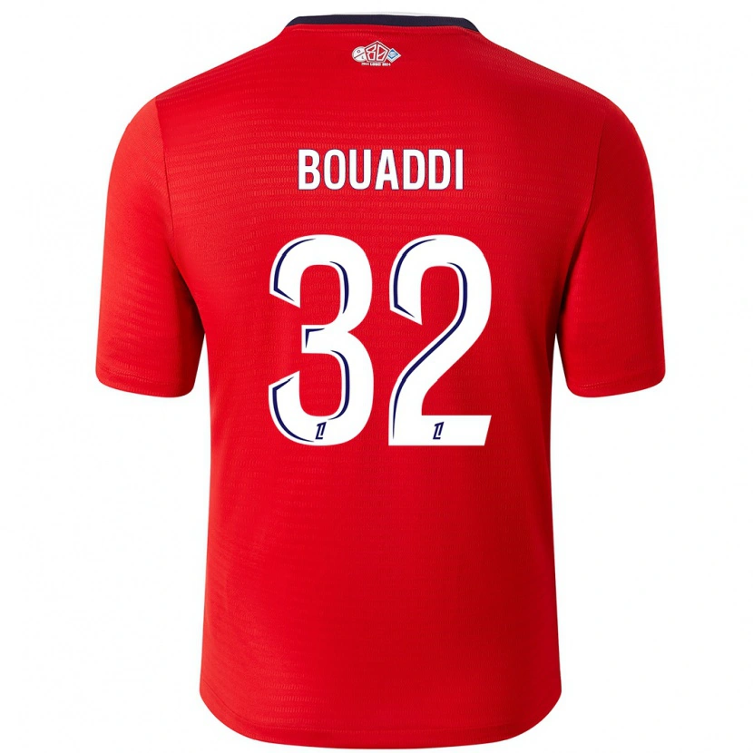 Danxen Uomo Maglia Ayyoub Bouaddi #32 Rosso Bianco Kit Gara Home 2024/25 Maglietta