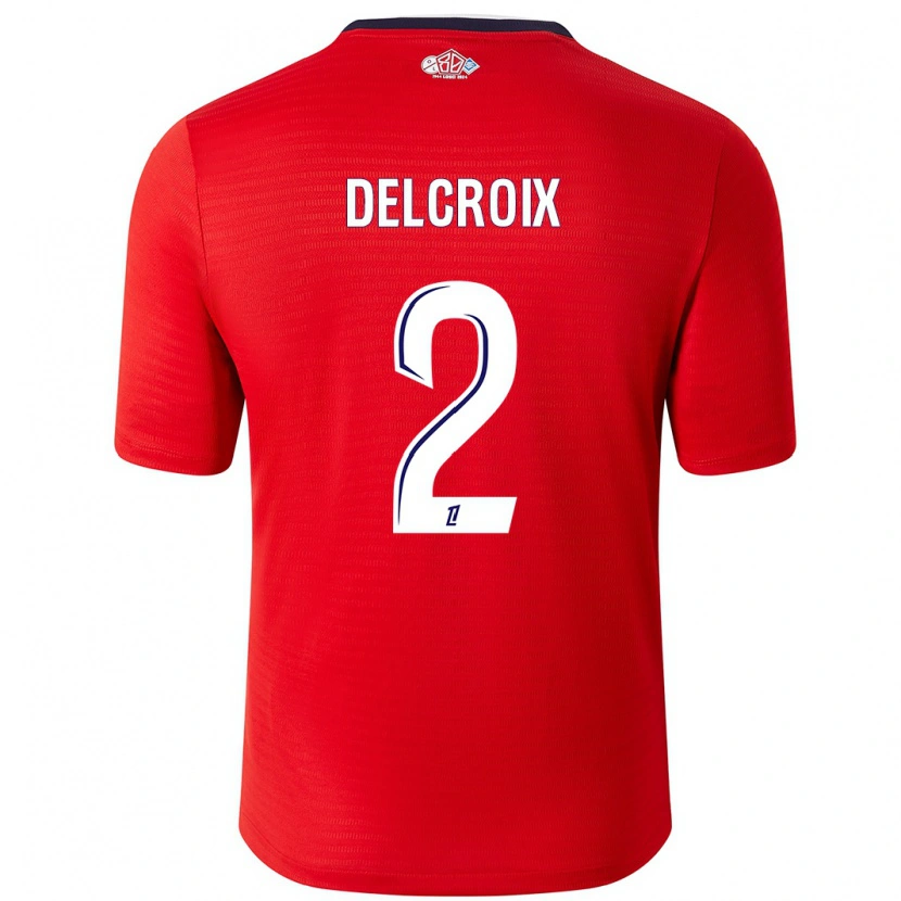Danxen Uomo Maglia Céleste Delcroix #2 Rosso Bianco Kit Gara Home 2024/25 Maglietta