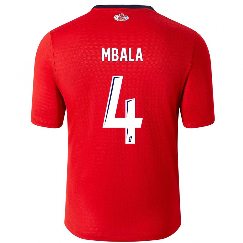 Danxen Uomo Maglia Olivia Mbala #4 Rosso Bianco Kit Gara Home 2024/25 Maglietta