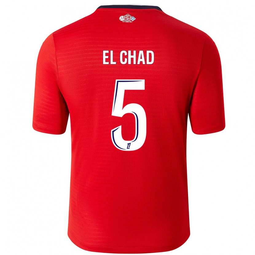 Danxen Uomo Maglia Nesryne El Chad #5 Rosso Bianco Kit Gara Home 2024/25 Maglietta