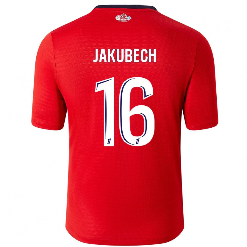 Danxen Uomo Maglia Adam Jakubech #16 Rosso Bianco Kit Gara Home 2024/25 Maglietta
