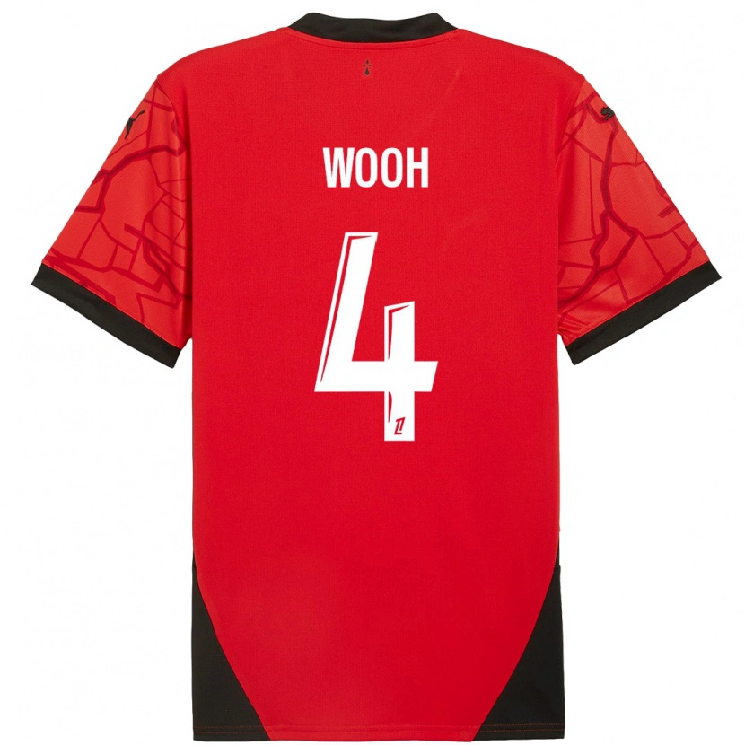 Danxen Uomo Maglia Christopher Wooh #4 Rosso Nero Kit Gara Home 2024/25 Maglietta