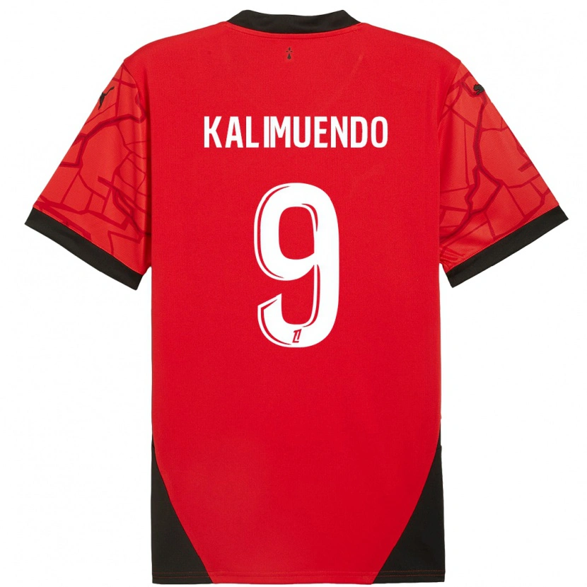 Danxen Uomo Maglia Arnaud Kalimuendo #9 Rosso Nero Kit Gara Home 2024/25 Maglietta