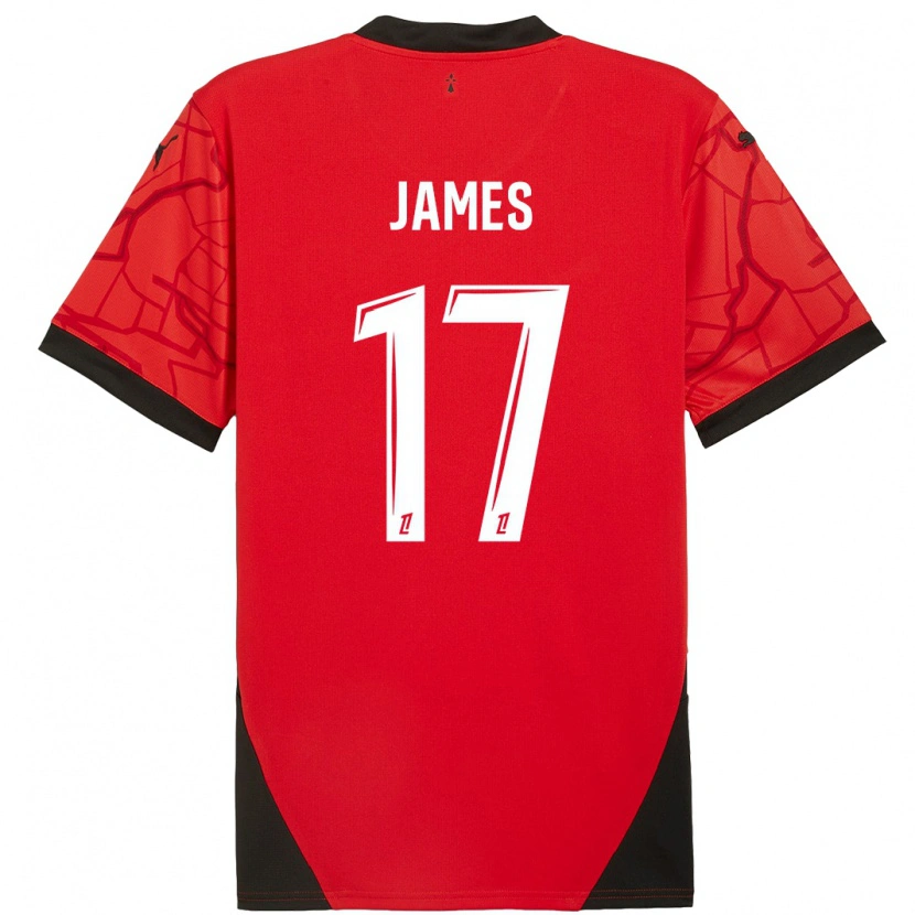 Danxen Uomo Maglia Jordan James #17 Rosso Nero Kit Gara Home 2024/25 Maglietta