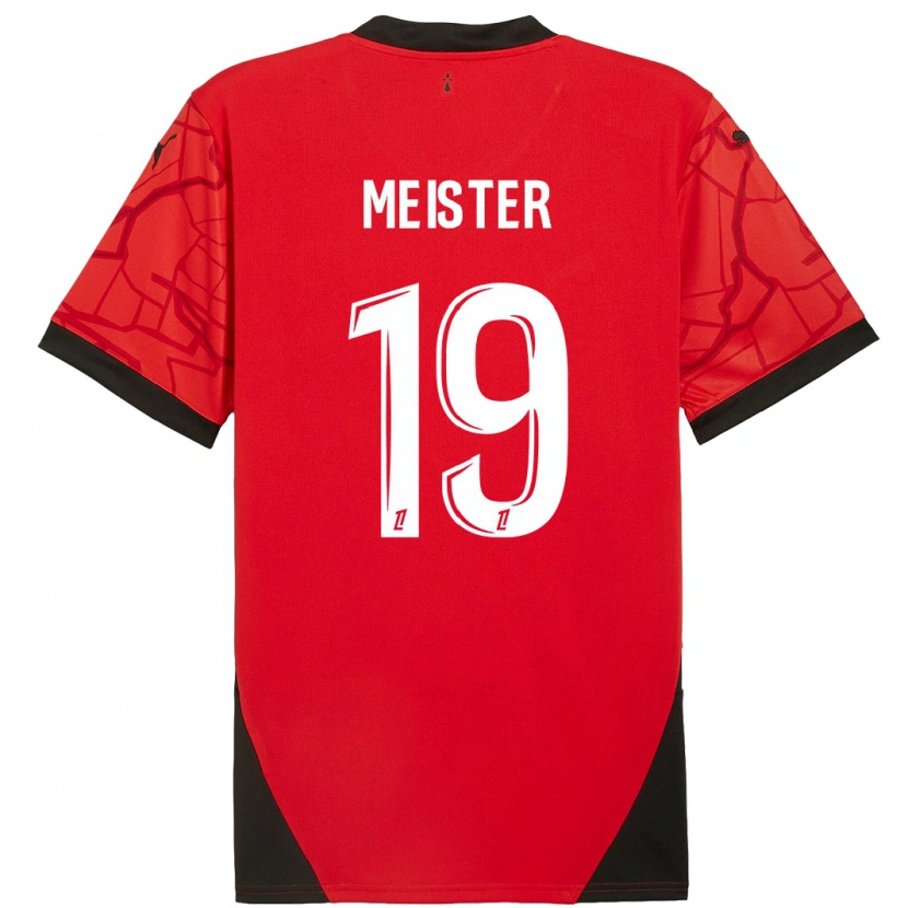 Danxen Uomo Maglia Henrik Meister #19 Rosso Nero Kit Gara Home 2024/25 Maglietta