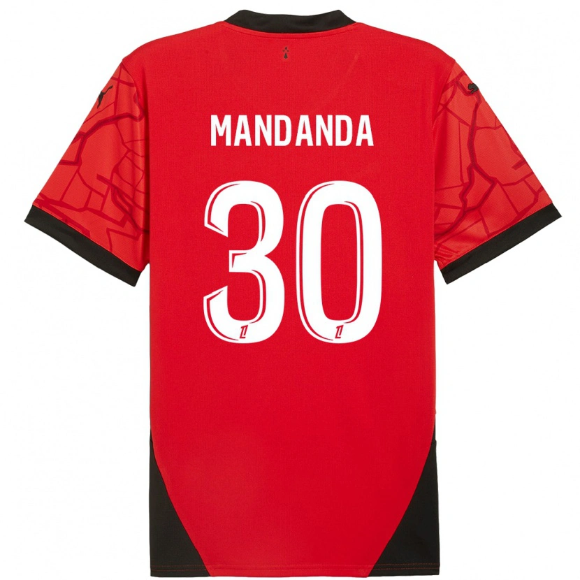 Danxen Uomo Maglia Steve Mandanda #30 Rosso Nero Kit Gara Home 2024/25 Maglietta