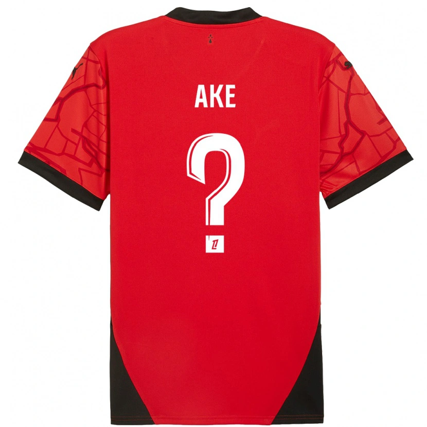 Danxen Uomo Maglia Junior Ake #0 Rosso Nero Kit Gara Home 2024/25 Maglietta
