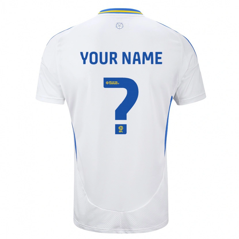 Danxen Uomo Maglia Il Tuo Nome #0 Bianco Blu Kit Gara Home 2024/25 Maglietta