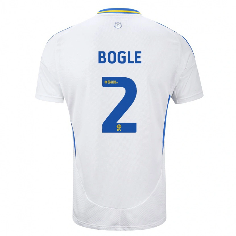 Danxen Uomo Maglia Jayden Bogle #2 Bianco Blu Kit Gara Home 2024/25 Maglietta