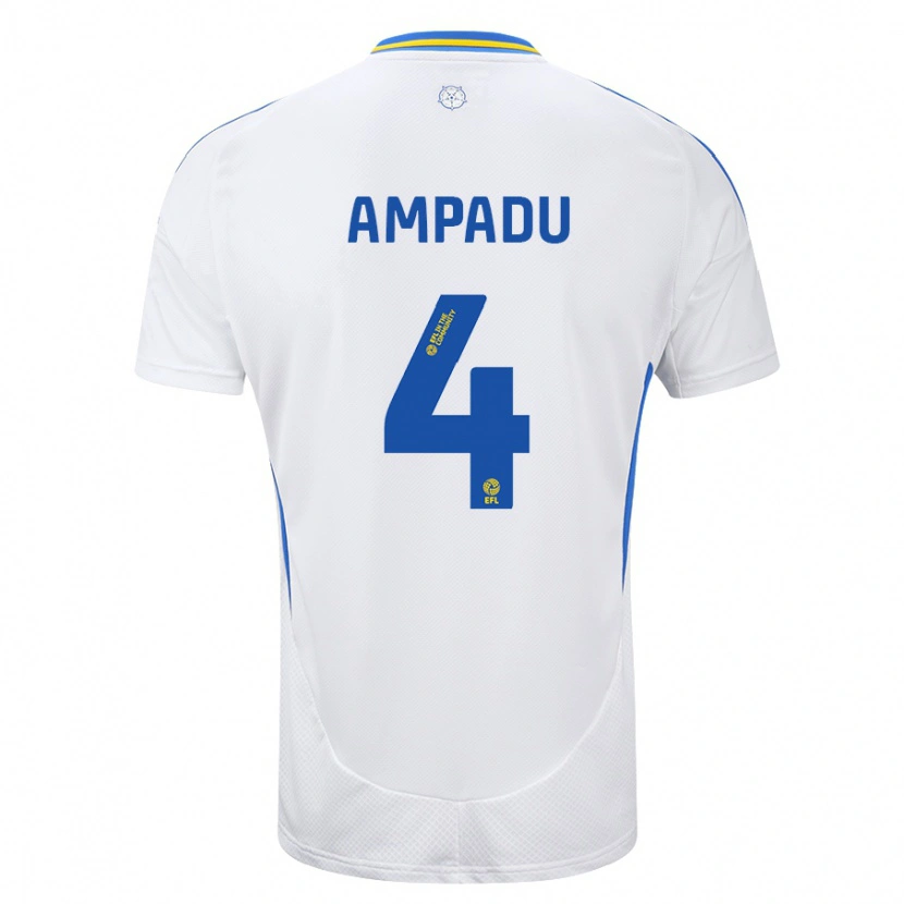 Danxen Uomo Maglia Ethan Ampadu #4 Bianco Blu Kit Gara Home 2024/25 Maglietta