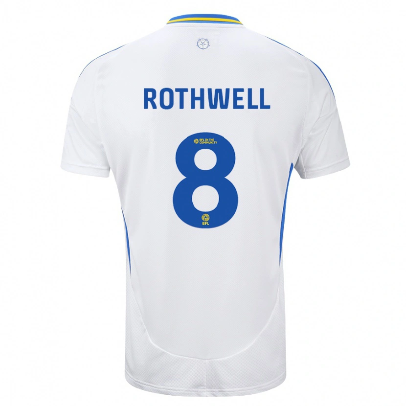 Danxen Uomo Maglia Joe Rothwell #8 Bianco Blu Kit Gara Home 2024/25 Maglietta