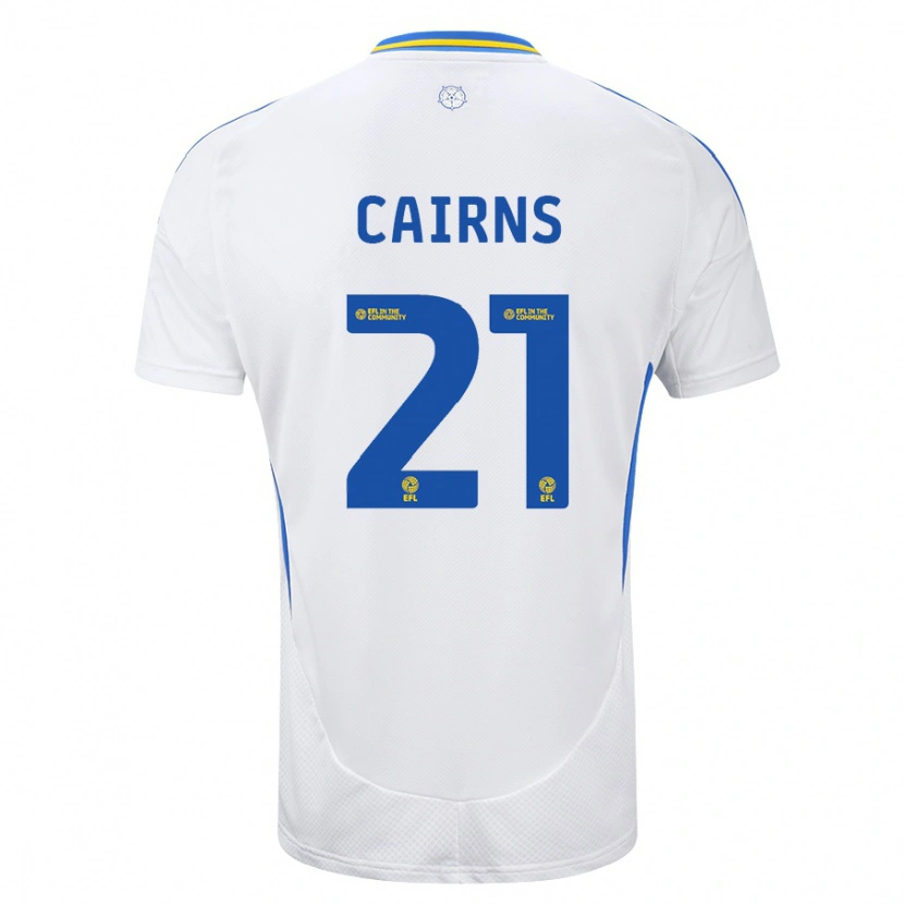 Danxen Uomo Maglia Alex Cairns #21 Bianco Blu Kit Gara Home 2024/25 Maglietta