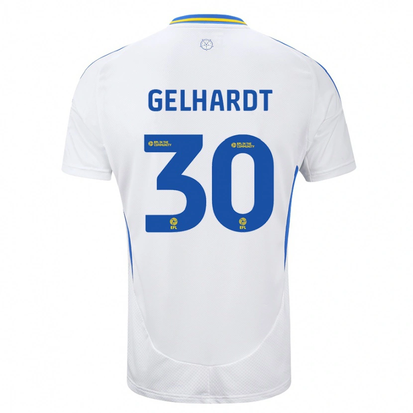 Danxen Uomo Maglia Joe Gelhardt #30 Bianco Blu Kit Gara Home 2024/25 Maglietta