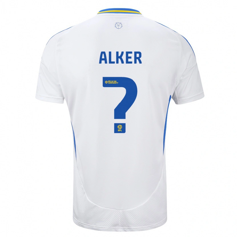 Danxen Uomo Maglia Samuel Alker #0 Bianco Blu Kit Gara Home 2024/25 Maglietta