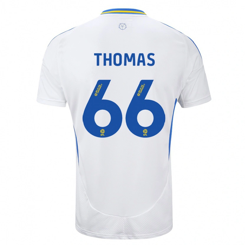 Danxen Uomo Maglia Luca Thomas #66 Bianco Blu Kit Gara Home 2024/25 Maglietta