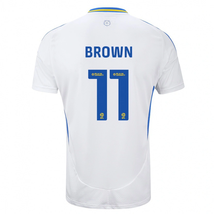 Danxen Uomo Maglia Abbie Brown #11 Bianco Blu Kit Gara Home 2024/25 Maglietta