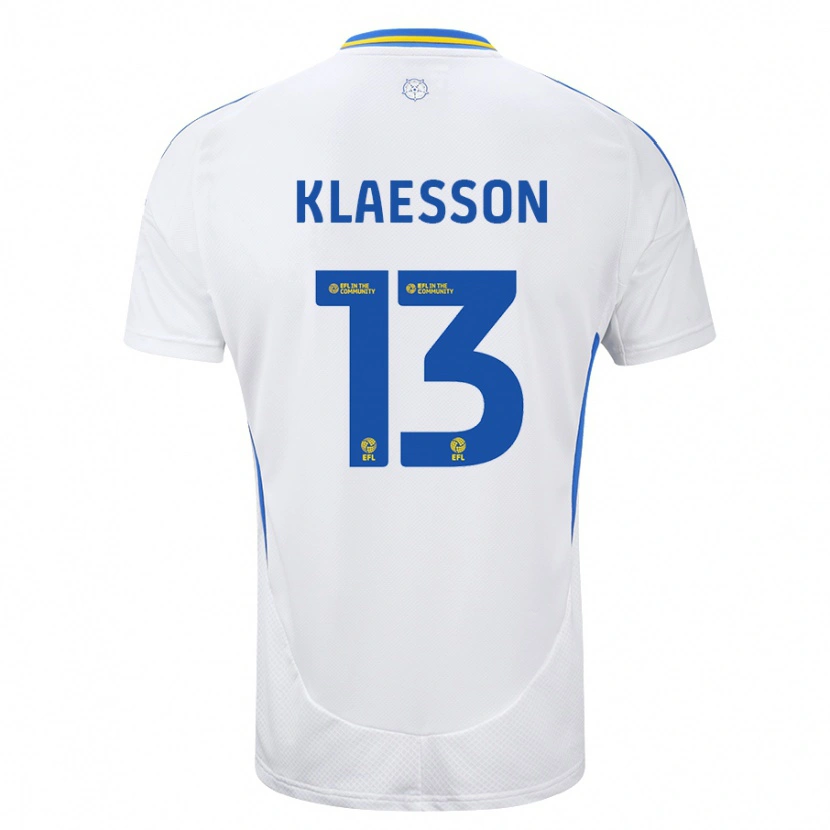 Danxen Uomo Maglia Kristoffer Klaesson #13 Bianco Blu Kit Gara Home 2024/25 Maglietta